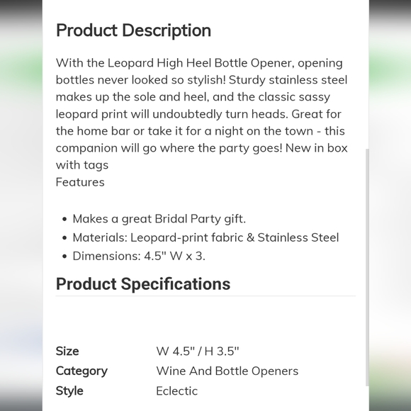 Wild Eye Designs - Bottle Opener - Cheetah Print Stainless Steel High Heel - Picture 6 of 8